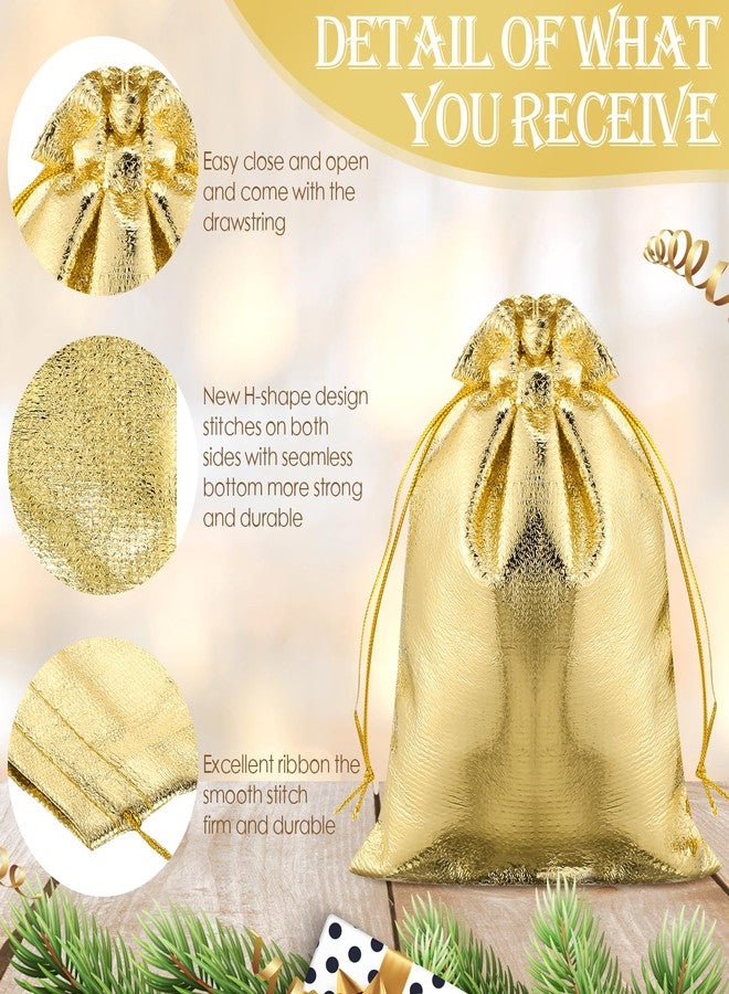 PerKoop 200 Pcs Gold Gift Bags 5 x 7 Inches Jewelry Pouches With Drawstring Metallic Gold Party Favor Bags for Wedding, Birthday, Christmas Gifts - Image 3
